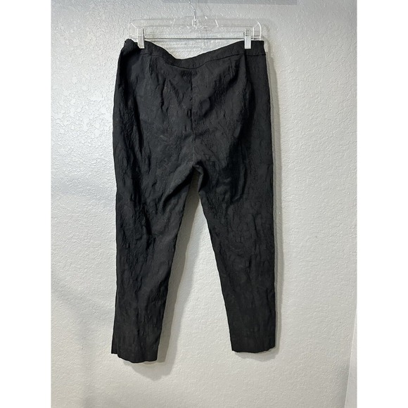 Eileen Fisher Womens Ankle Pants Size M Black Floral Embossed Side Zip Stretch - Picture 2 of 9